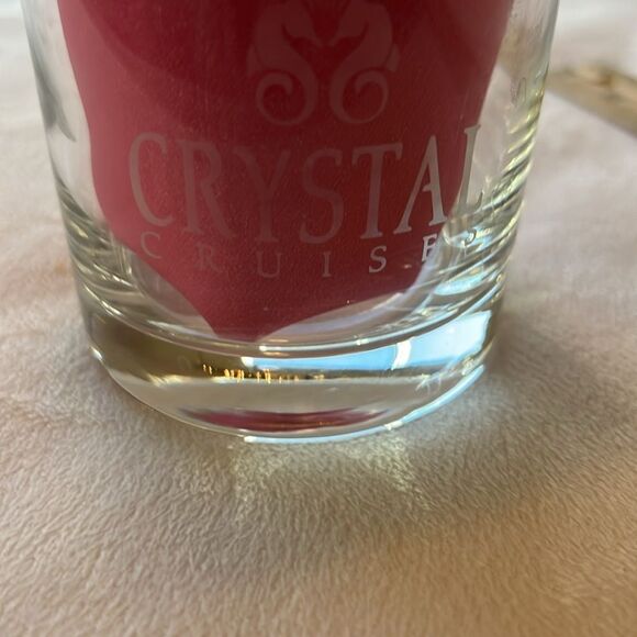 Crystal Cruises Rocks Glass 8 Oz 1 1/2 In Tall 3 Inches Round Clear White Letter - Picture 5 of 5